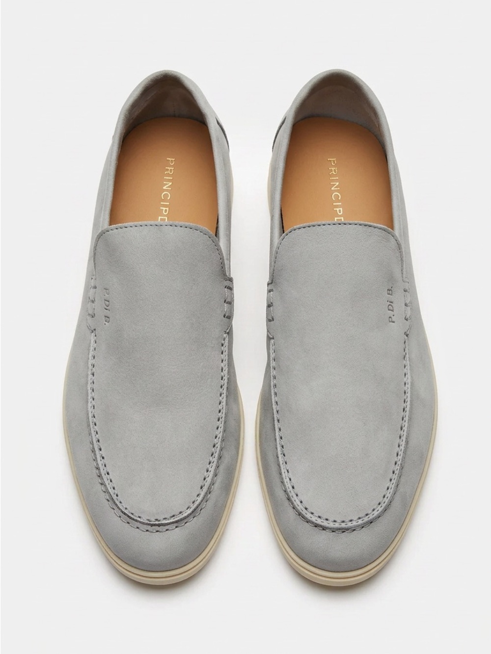 Principe Di Bologna Light Grey Soft Leather Slip-On Loafer for Men 42 EU